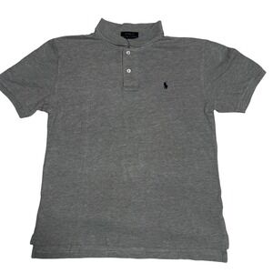 Polo Ralph Lauren Polo Shirt Large 14-16 Gray Short Sleeve Pique Pony Logo Prep